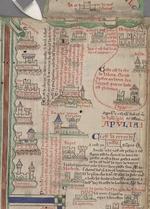 Cambridge, Corpus Christi College MS 26, fol. iii R fld A (detail). Matthew Paris, Itinerary to Jerusalem, <i>Chronica majora</i>.