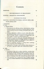A complex example of the Table of Contents from Bowers, Principles of bibliographical description